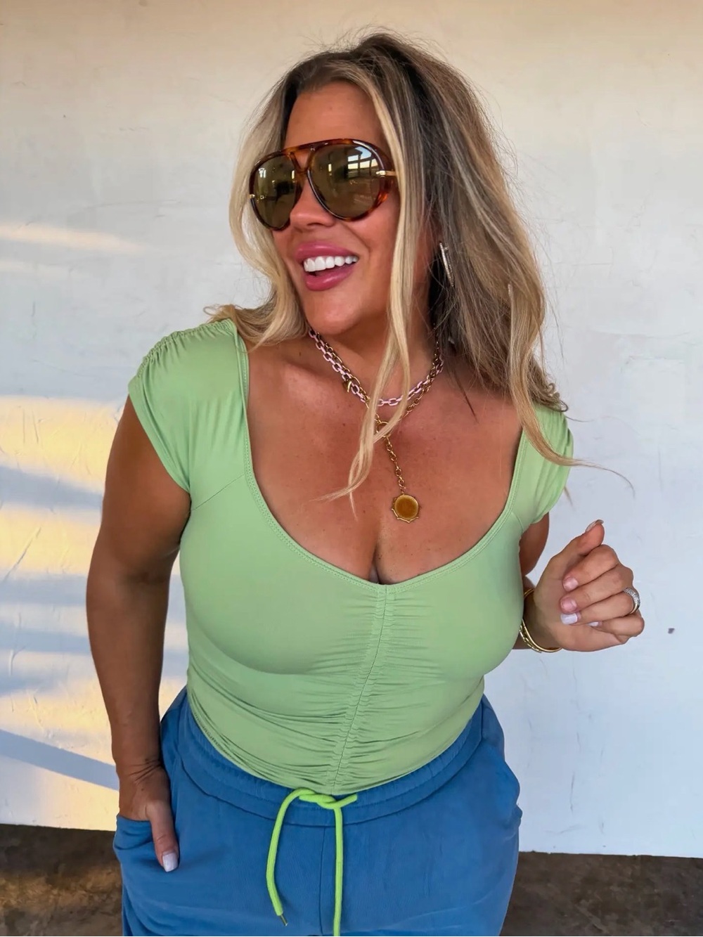 Cap sleeve Top - green
